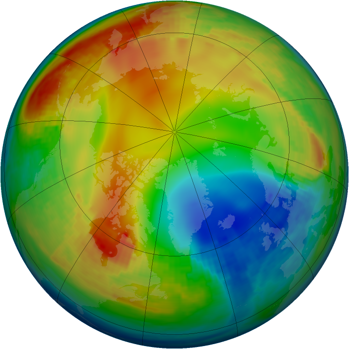 Arctic ozone map for 18 January 1992